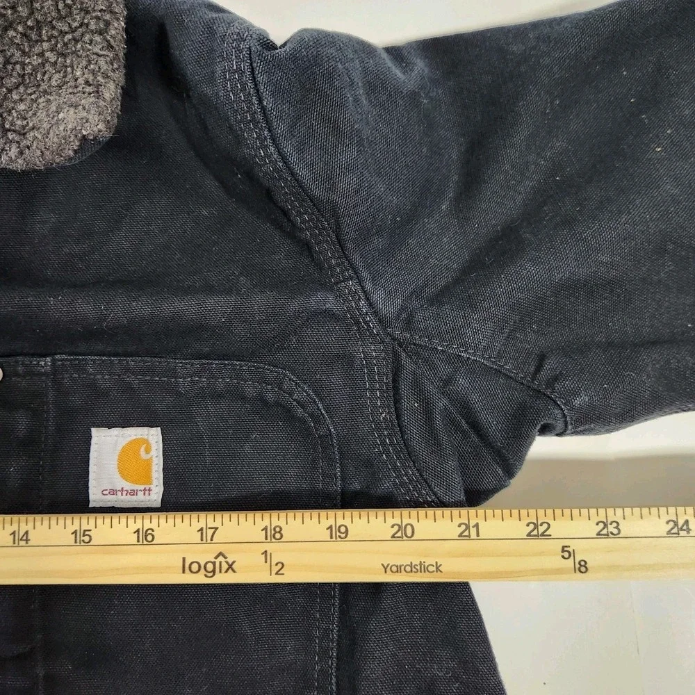 Carhartt Full Swing Jacket Mens Size Small Black Duck Canvas Sherpa‎ Collar Work